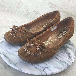 Skechers Brown Suede Beaded Heeled Slip-On Shoe Women's Size 7.5